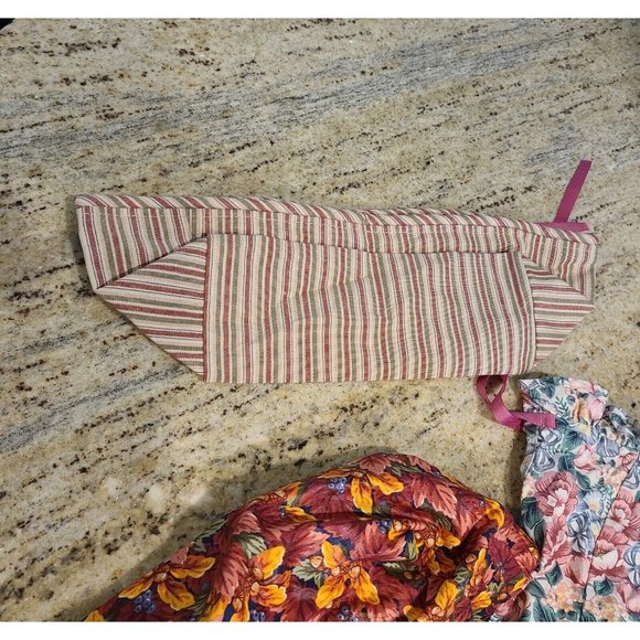 Lot of 5 Longaberger Basket Liners. Floral Stripe Plaid Bows Assorted Sizes - Picture 7 of 9